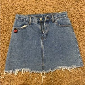 denim mini skirt